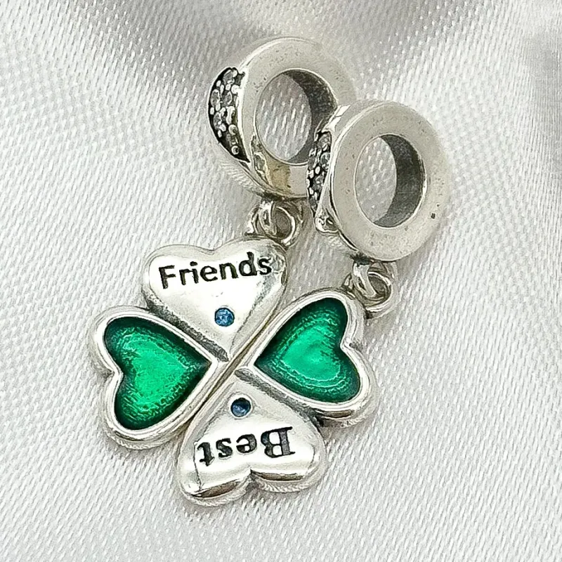 BERLOQUE PRATA DUPLO TREVO BEST FRIENDS