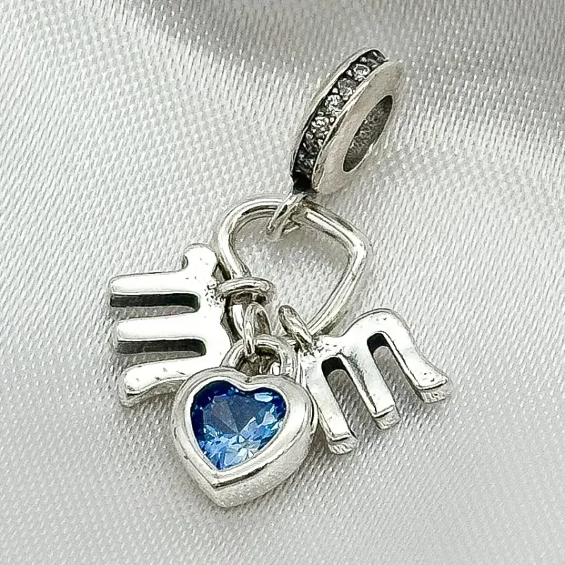 BERLOQUE PRATA SIGNO ESCORPIÃO CORAÇÃO AZUL