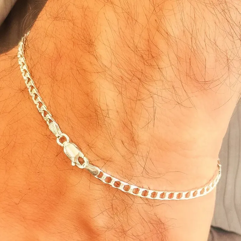PULSEIRA PRATA GRUMET QUADRADA CURTA