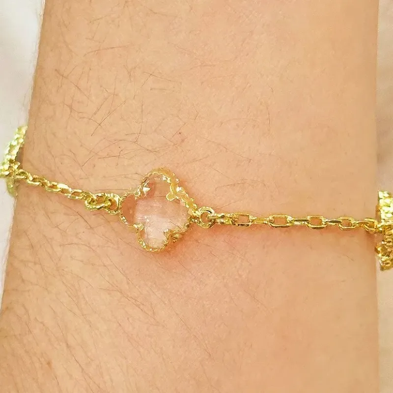 PULSEIRA ALHAMBRA INSPIRAÇÃO VAN CLEEF PEDRA CRISTAL