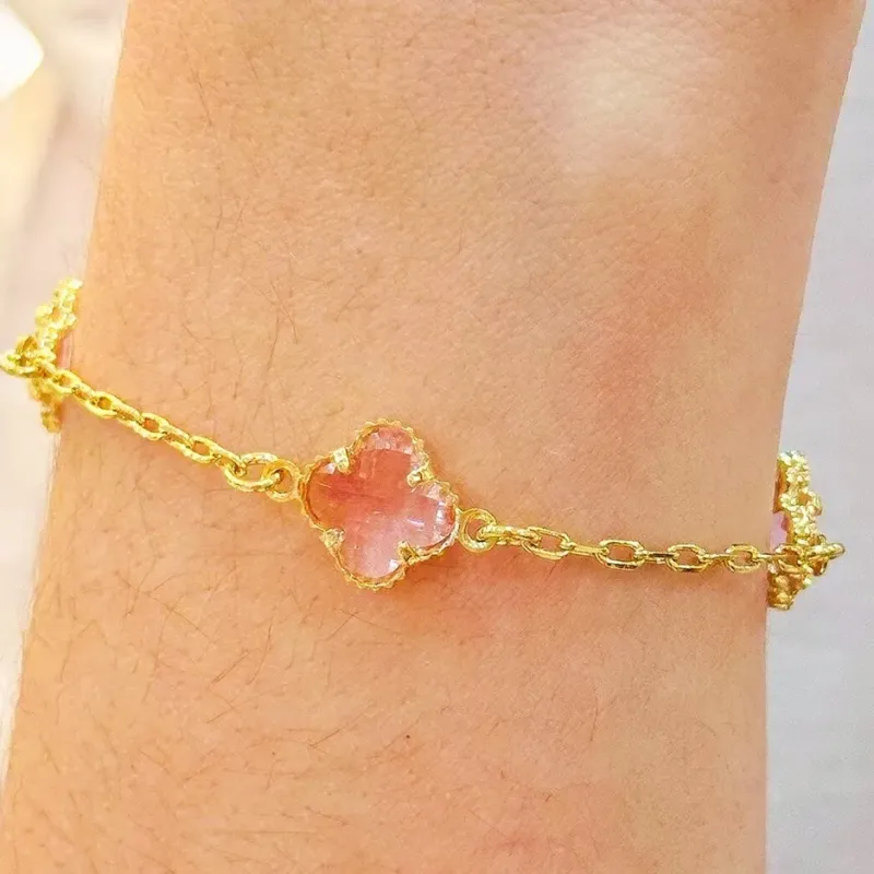 PULSEIRA ALHAMBRA INSPIRAÇÃO VAN CLEEF PEDRA ROSA