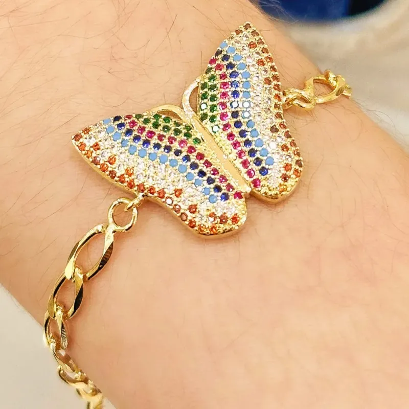 PULSEIRA GRUMET BORBOLETA CRAVEJDADA COLORS