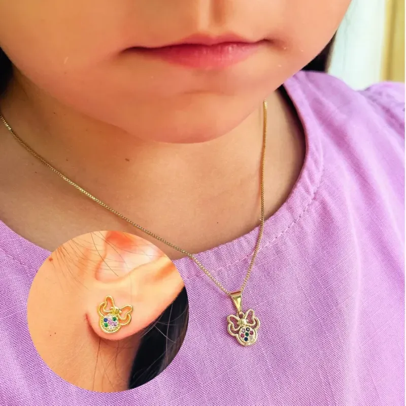 CONJUNTO INFANTIL MINNIE CRAVEJADA COLORS