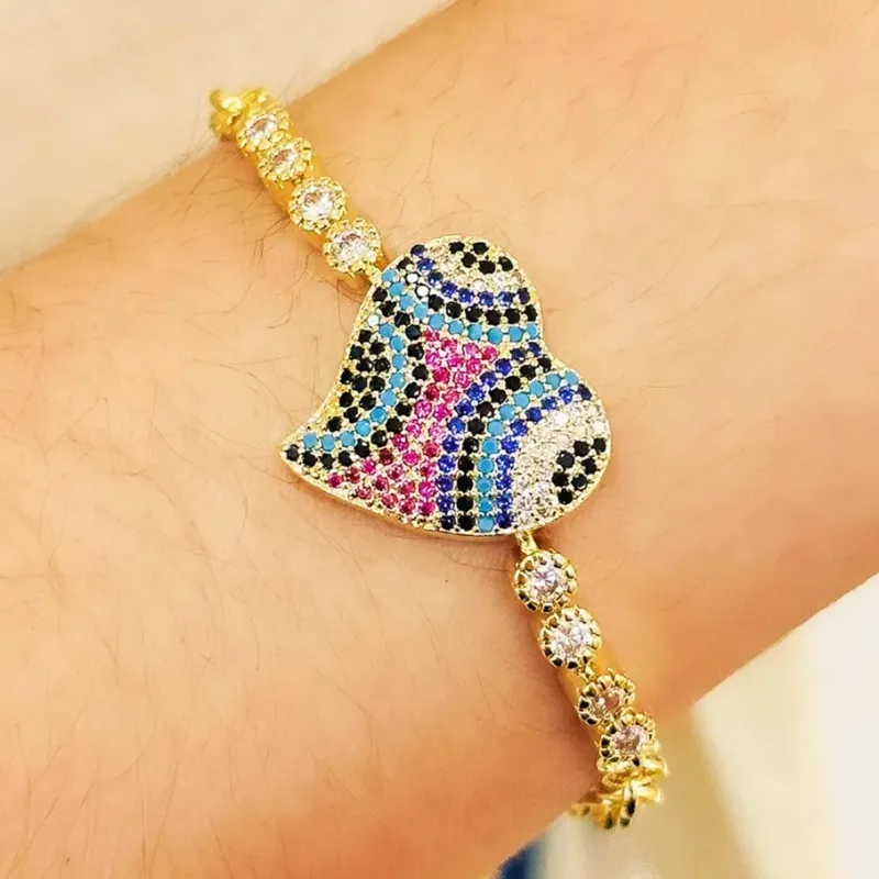 PULSEIRA CORAÇÃO CRAVEJADO ELO PORTUGUÊS
