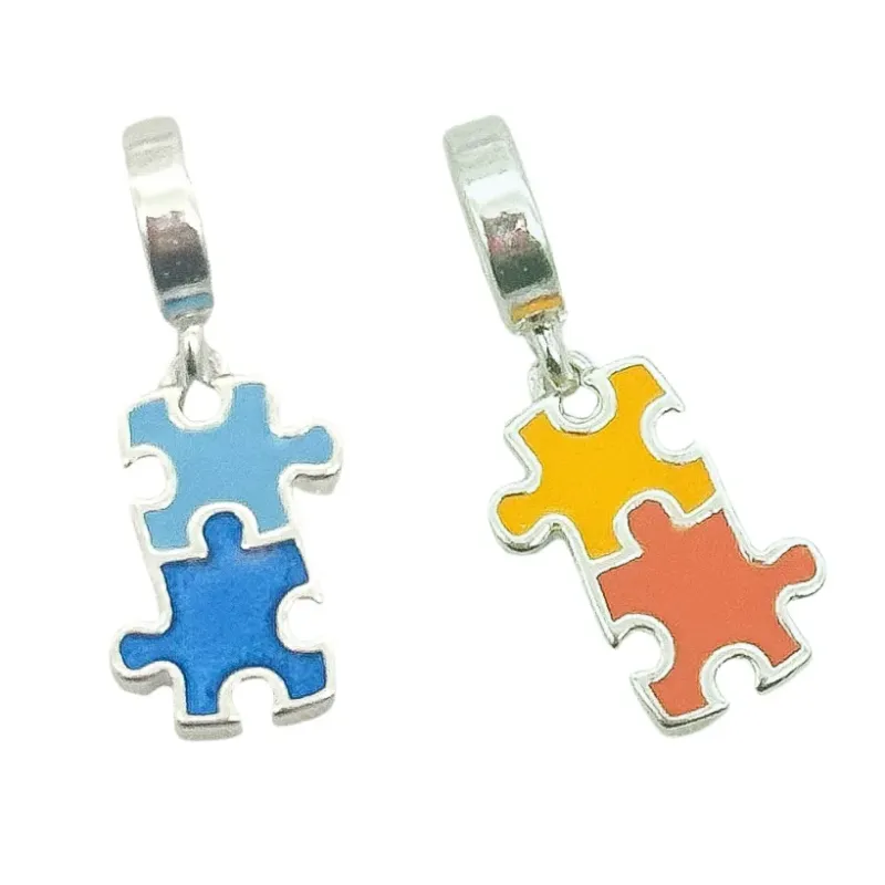 BERLOQUE PRATA AUTISMO AZUL E ALARANJADO