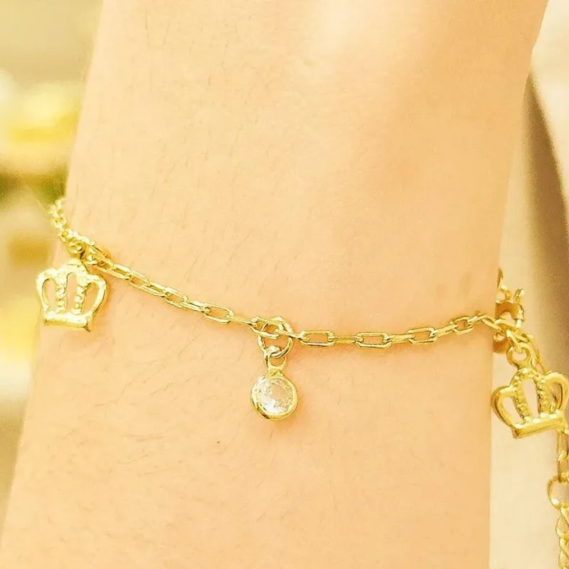 PULSEIRA COROA COM PEDRA CRISTAL