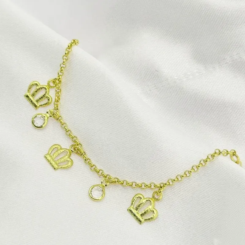 PULSEIRA INFANTIL COROA COM PEDRA CRISTAL