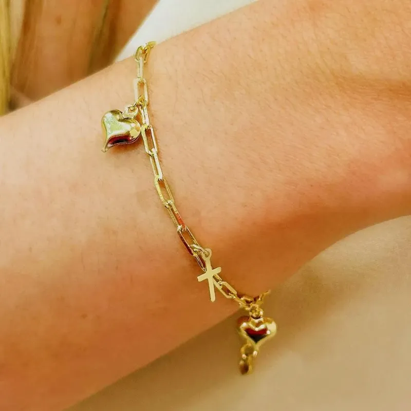 PULSEIRA CARTIER CORAÇÕES E CRUZ