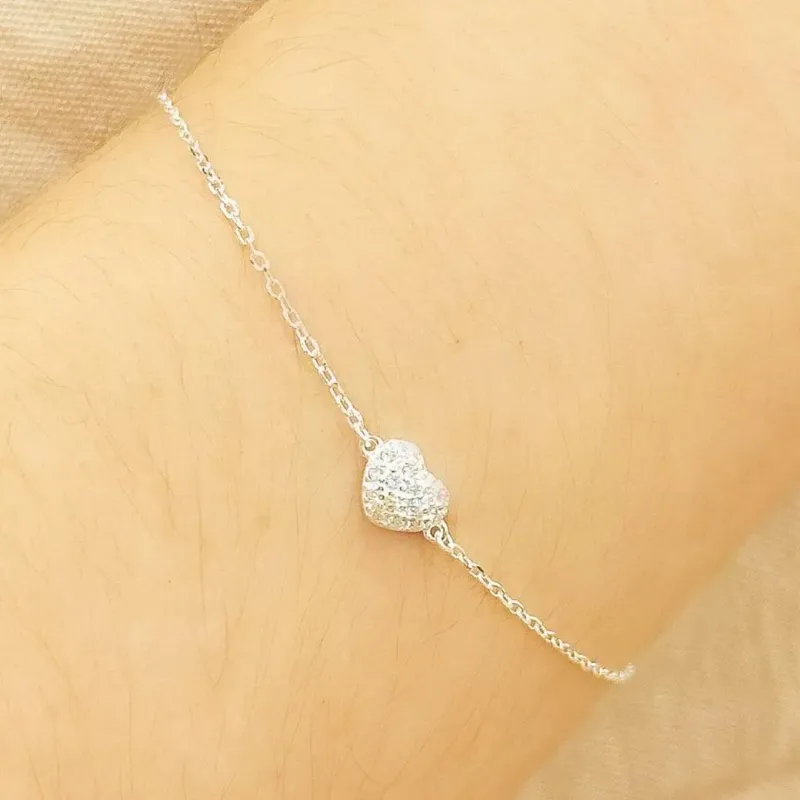PULSEIRA PRATA CORAÇÃO CRAVEJADO