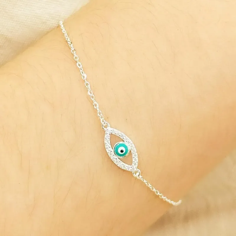 PULSEIRA PRATA OLHO GREGO CRAVEJADO