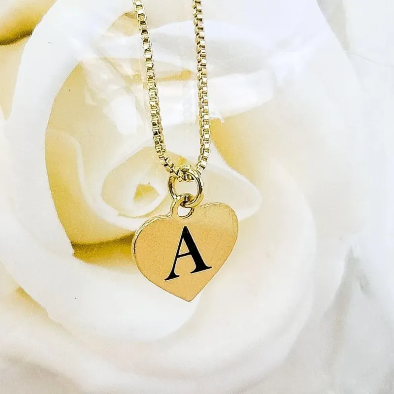 GARGANTILHA CORAÇÃO 1,2CM PERSONALIZADA GRAVAÇÃO LASER