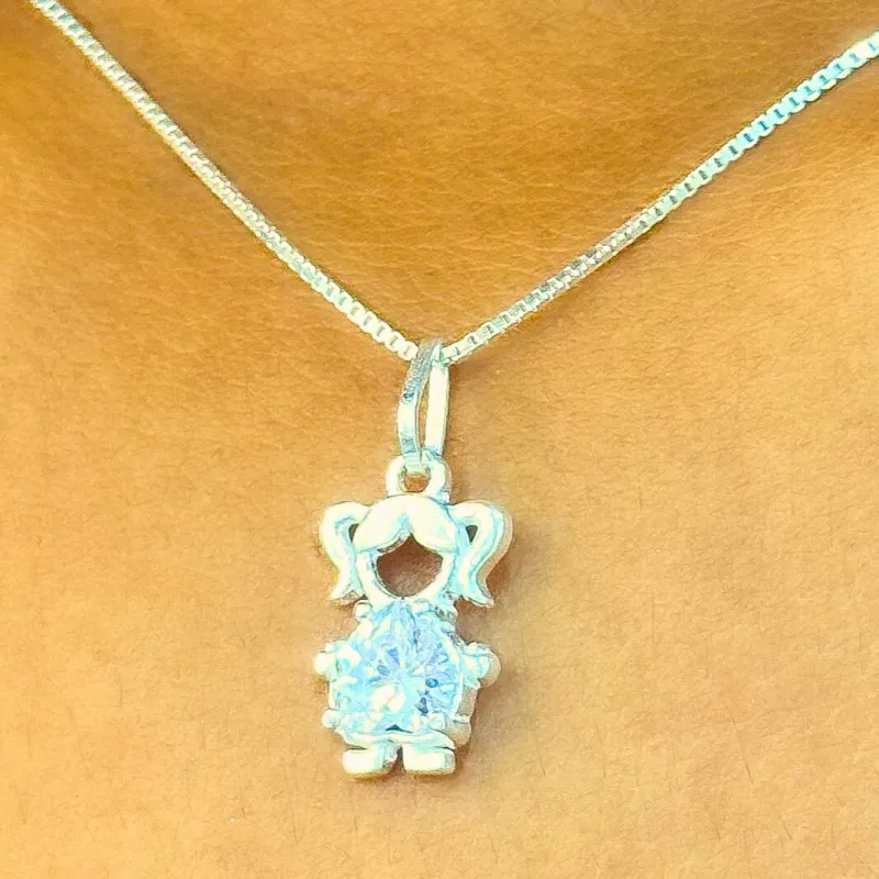 GARGANTILHA PRATA MENINA COM ZIRCONIA