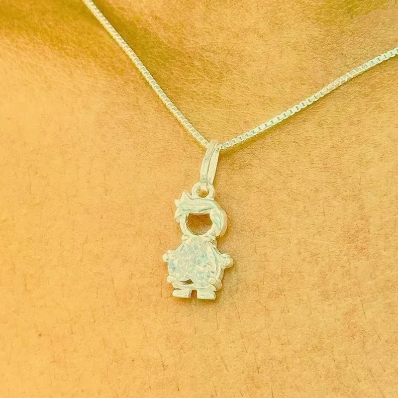 GARGANTILHA PRATA MENINO COM ZIRCONIA