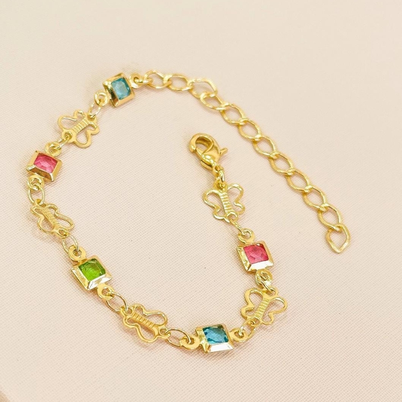 PULSEIRA INFANTIL BORBOLETA COM PEDRAS COLORS