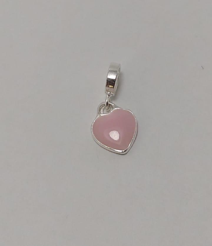 BERLOQUE PRATA CORAÇÃO RESINA ROSA