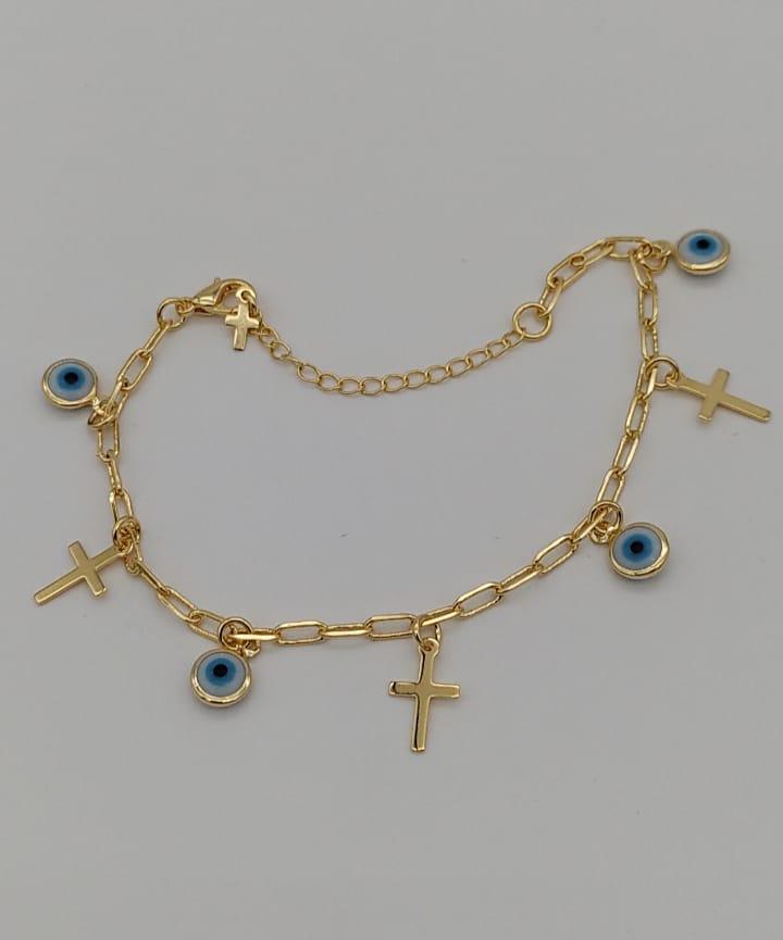PULSEIRA OLHO GREGO COM CRUZ