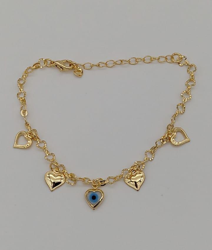 PULSEIRA OLHO GREGO CORAÇÕES PENDURADOS