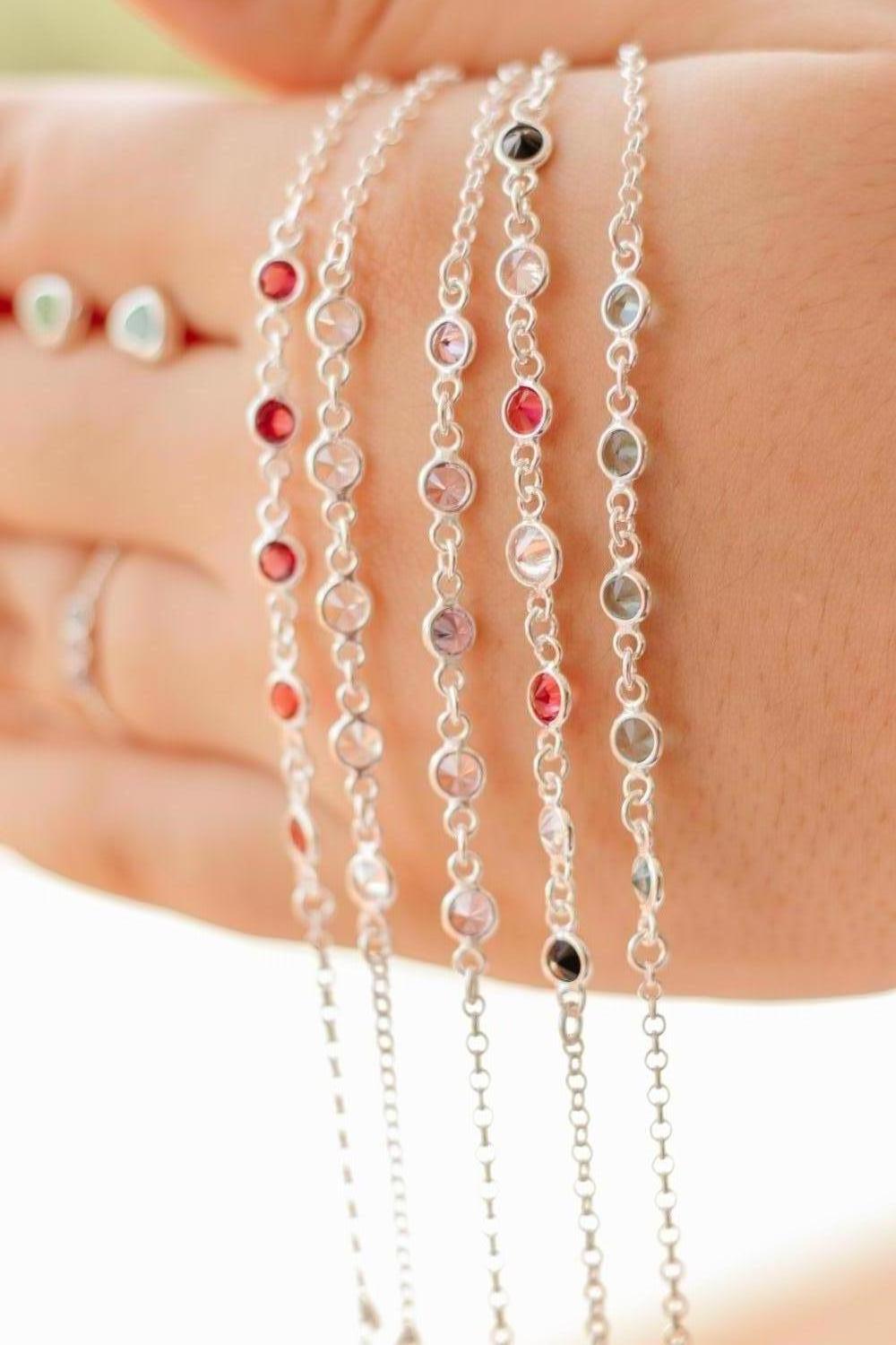 PULSEIRA PRATA INFANTIL ZIRCONIA VERMELHA