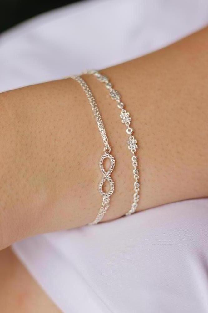 PULSEIRA PRATA CRAVEJADA COM PONTO DE LUZ