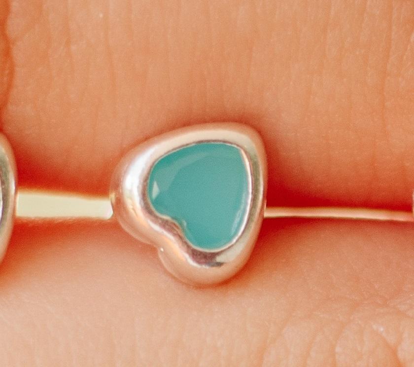 BRINCO PRATA CORAÇÃO ZIRCONIA AZUL TURQUESA