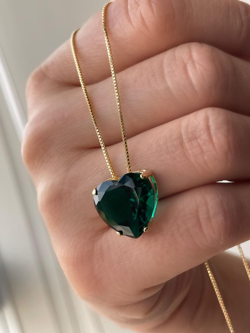 GARGANTILHA CORAÇÃO ZIRCONIA VERDE MÉDIA