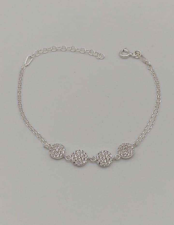 PULSEIRA PRATA 4 MEDALHAS CRAVEJADAS