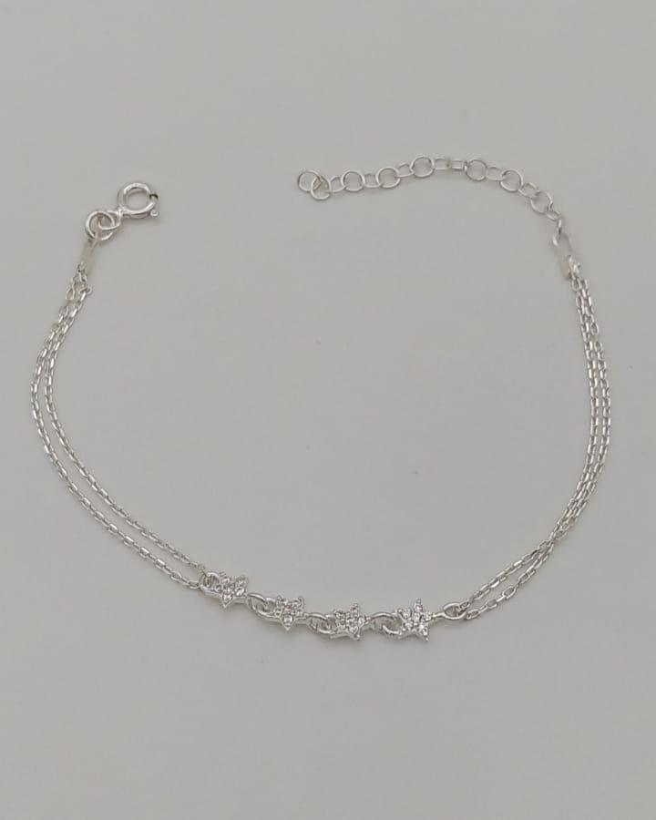 PULSEIRA PRATA ESTRELA CRAVEJADA  CRISTAL