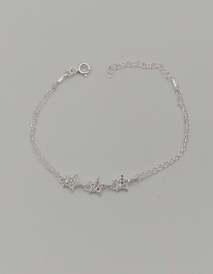 PULSEIRA PRATA ESTRELA CRAVEJADO CRISTAL