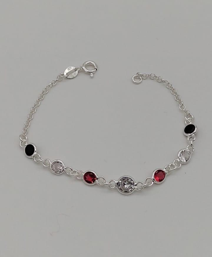 PULSEIRA PRATA INFANTIL ZIRCONIA COLORIDA