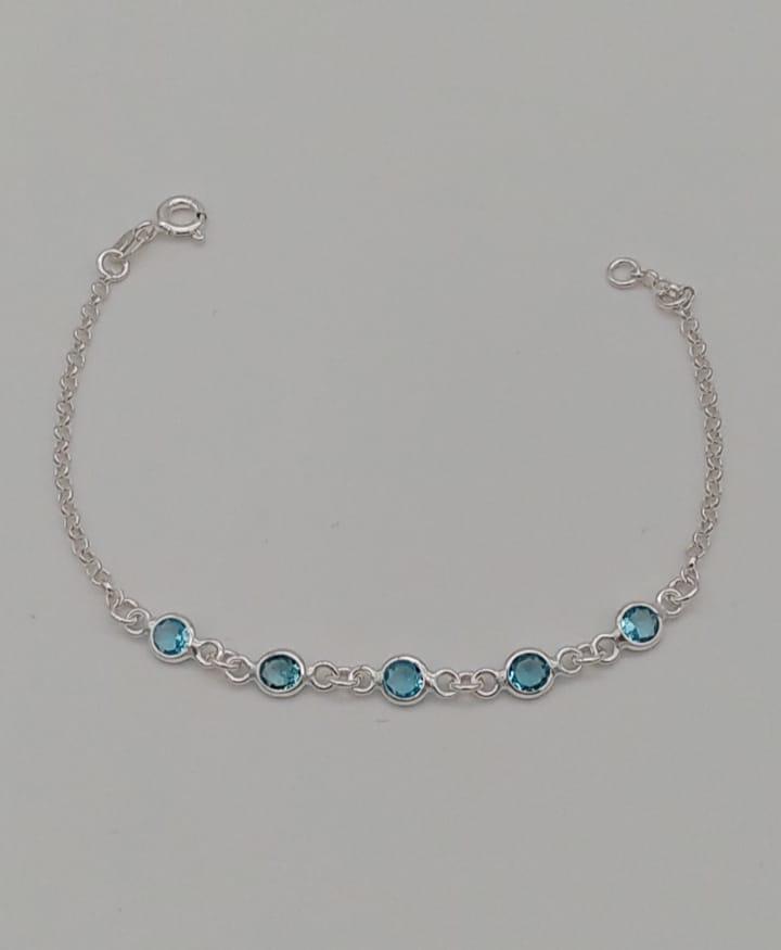 PULSEIRA PRATA INFANTIL ZIRCONIA AZUL