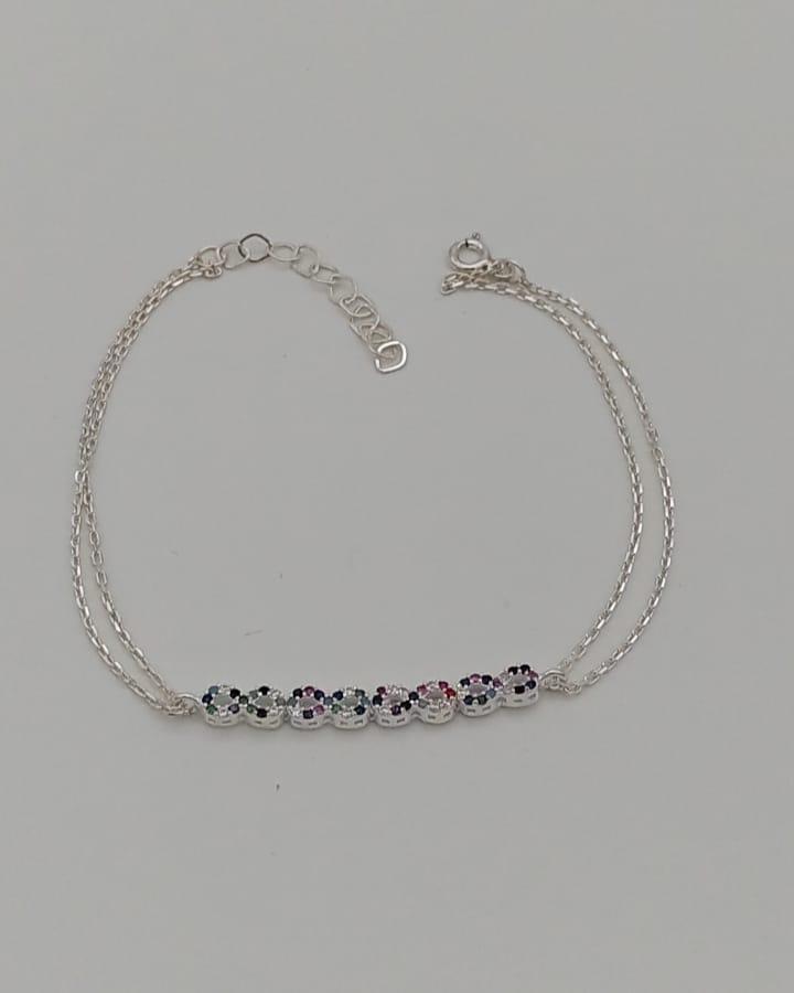PULSEIRA PRATA INFINITO CRAVEJADO COLORIDO