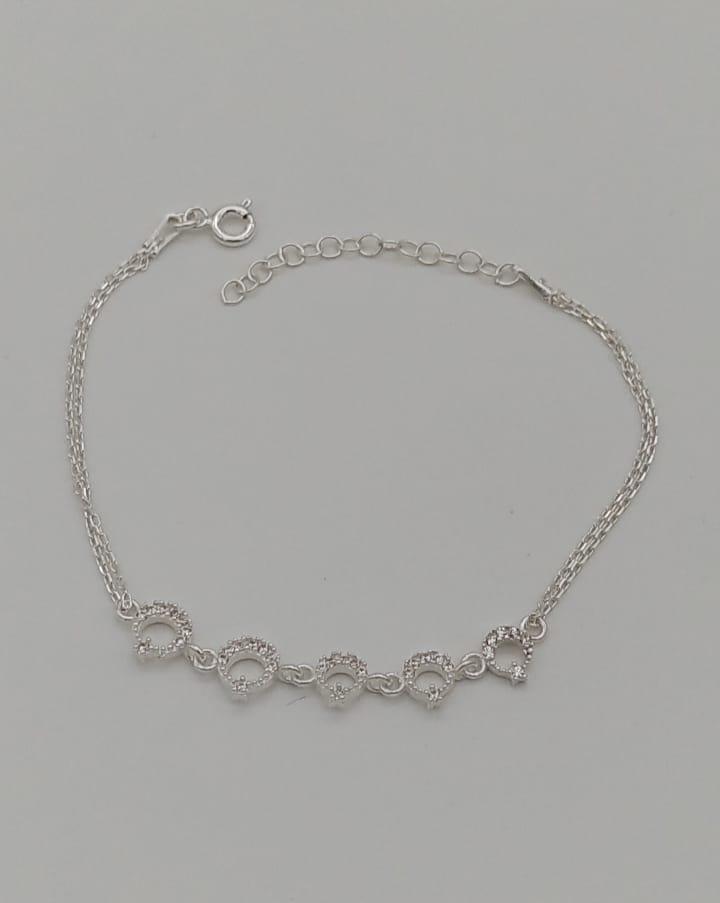 PULSEIRA PRATA LUA E ESTRELA CRAVEJADO CRISTAL