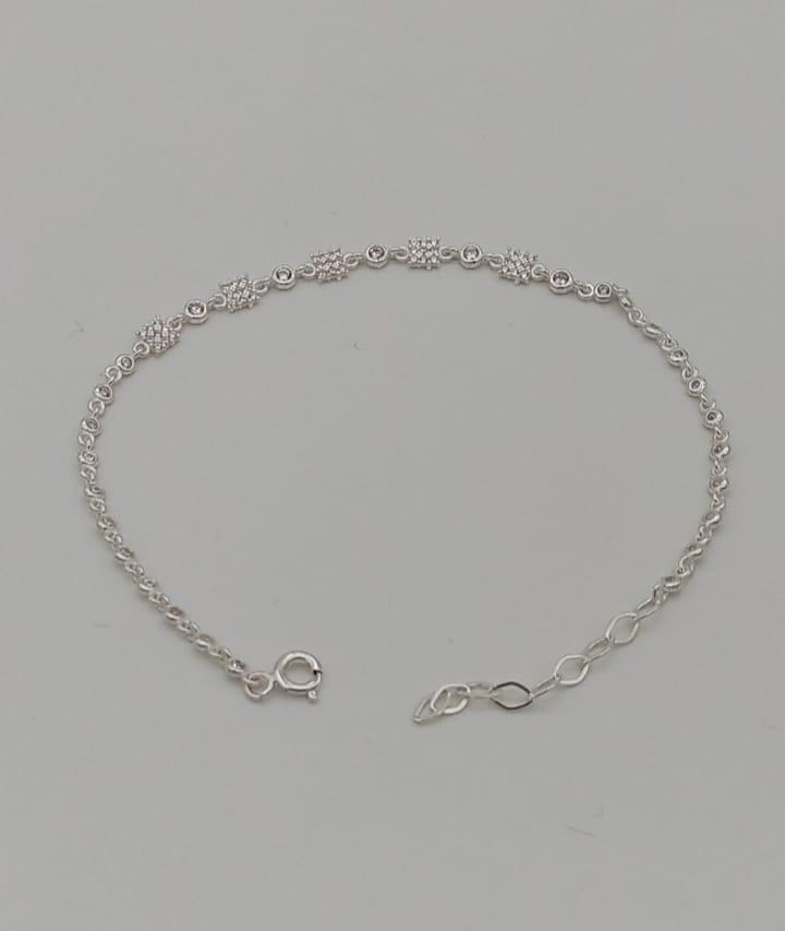 PULSEIRA PRATA QUADRADINHOS CRAVEJADOS