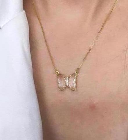GARGANTILHA BORBOLETA ZIRCONIA CRISTAL