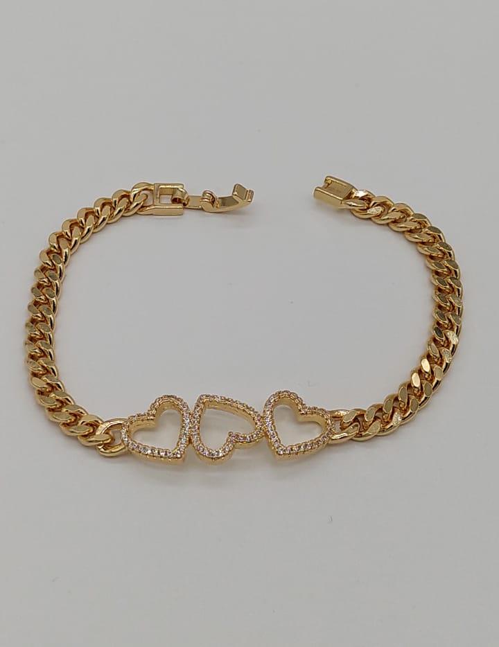 PULSEIRA 3 CORAÇÕES CRAVEJADOS