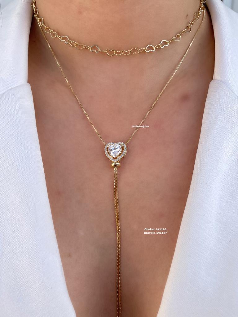 CHOKER CORAÇÃO VAZADO MÉDIO