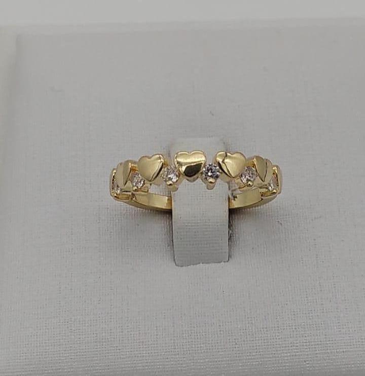 ANEL CORAÇÕES LISO COM ZIRCONIAS