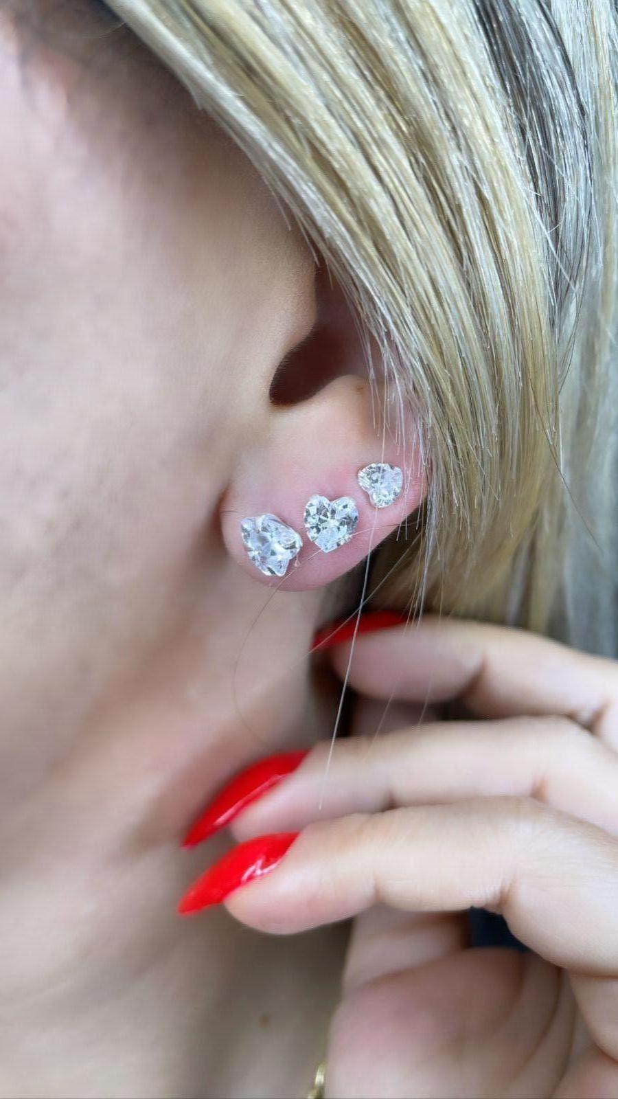 BRINCO PRATA CORAÇÃO ZIRCONIA 5MM