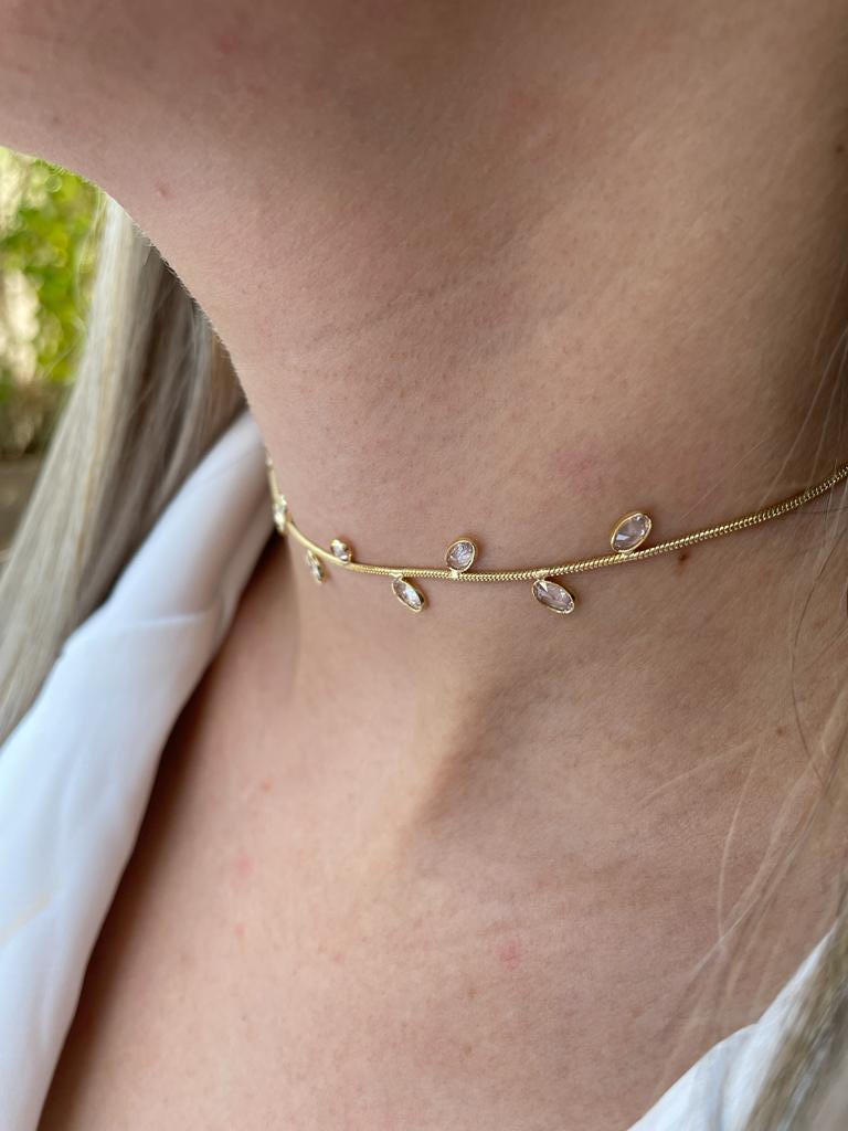CHOKER  PEDRA OVAL CRISTAL