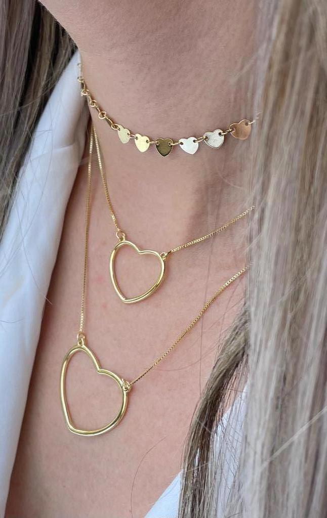 CHOKER CORAÇÕES LISO