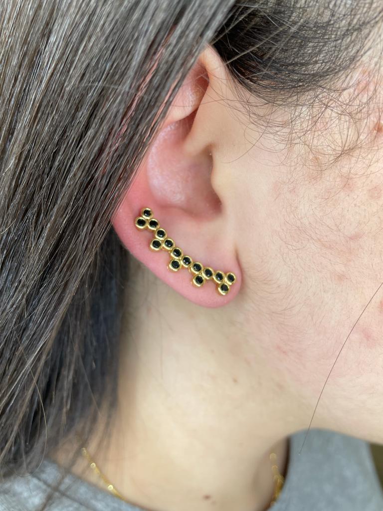 BRINCO EAR CUFF CUMPRIDO ZIRCONIAS REDONDA