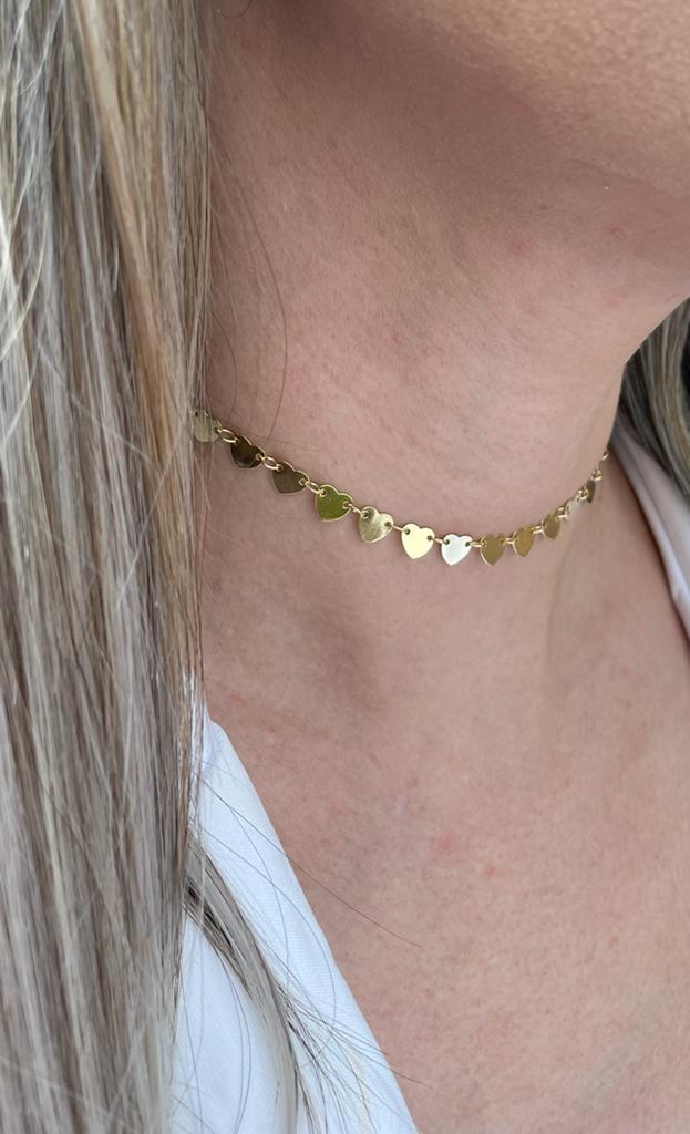 CHOKER CORAÇÕES LISO