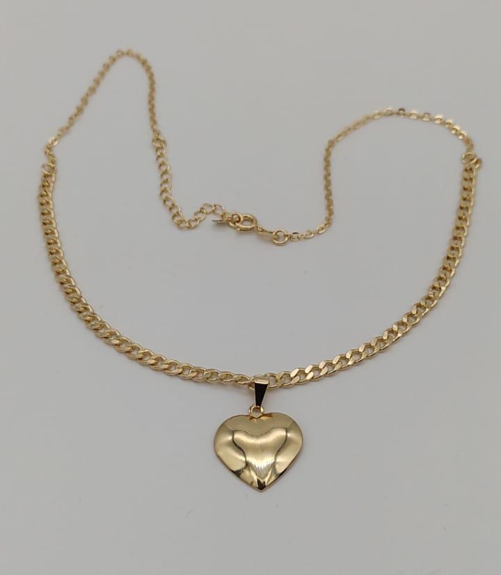 CHOKER GRUMET CORAÇÃO LISO