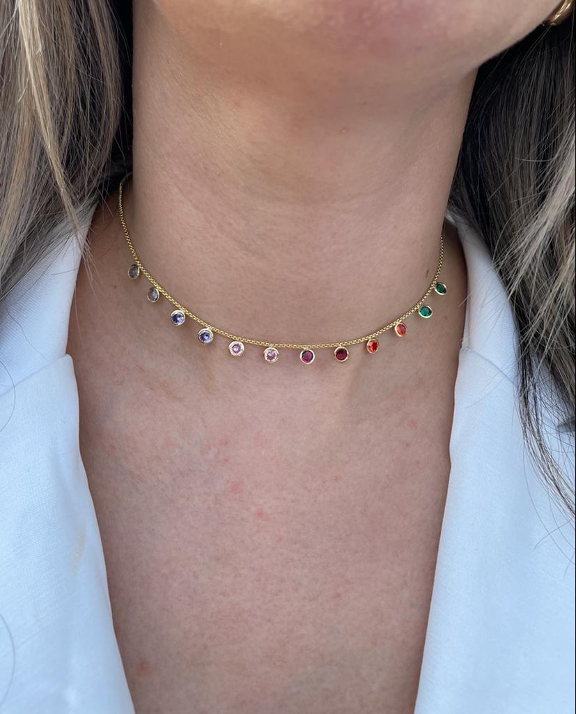 CHOKER PONTOS DE LUZ COLORIDO