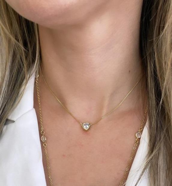 GARGANTILHA CORAÇÃO ZIRCONIA CRISTAL