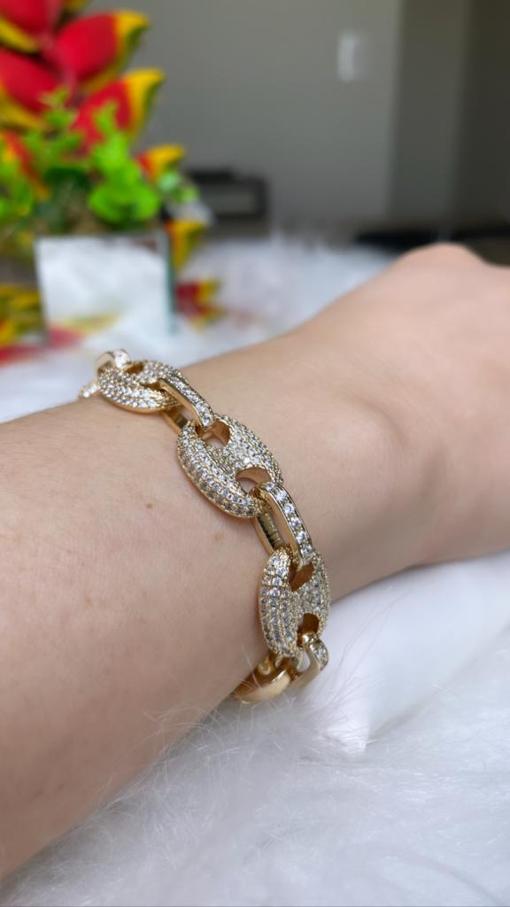 PULSEIRA LACRE CRAVEJADO FECHO GAVETA