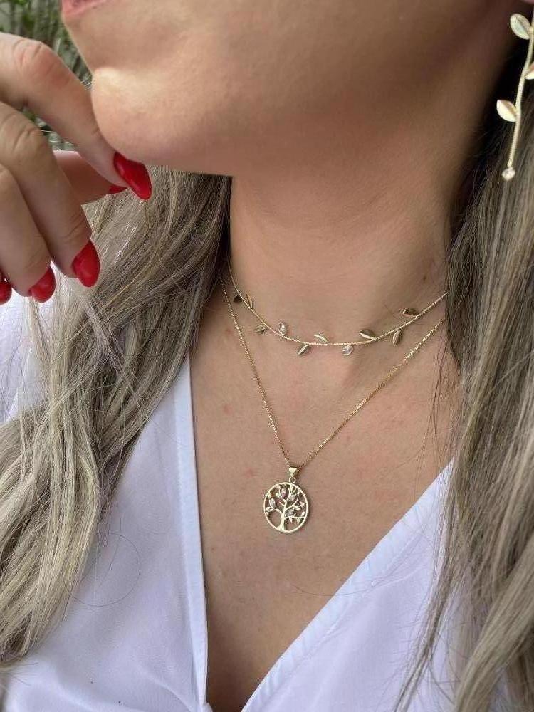 GARGANTILHA ARVORE DA VIDA COM ZIRCONIAS