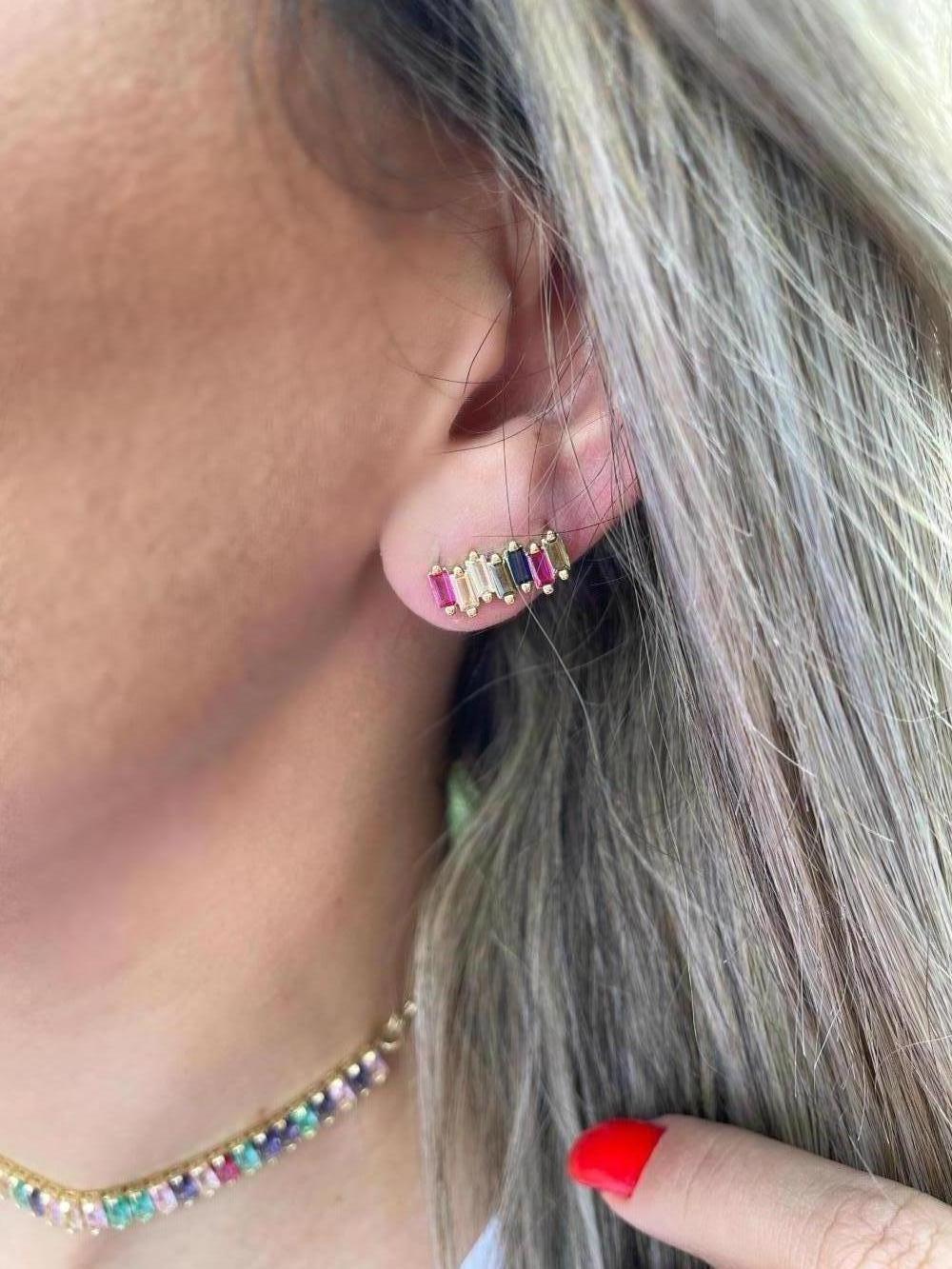 BRINCO EAR CUFF PEDRAS COLORIDAS