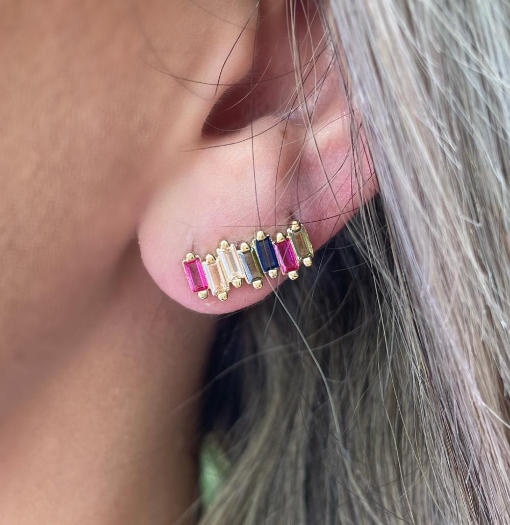 BRINCO EAR CUFF PEDRAS COLORIDAS