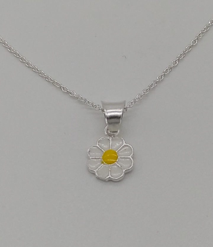 GARGANTILHA PRATA INFANTIL FLOR AMARELA